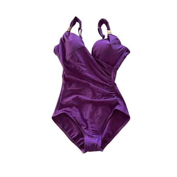 Miraclesuit Razzle Dazzle Twist-Front Siren Orchid Purple Swimsuit Size 6 $190 - Picture 2 of 8